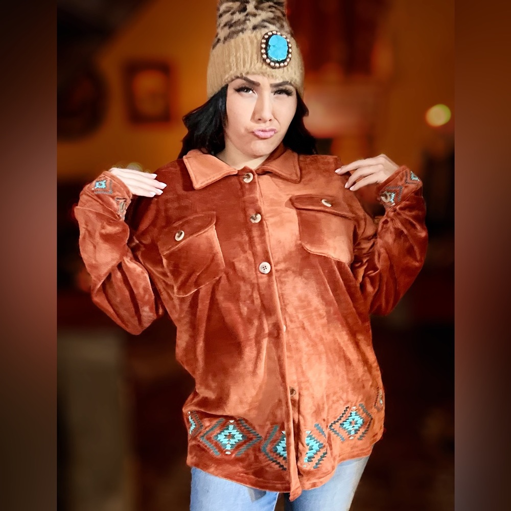 Rust Velvet Shirt - Picture 3 of 4
